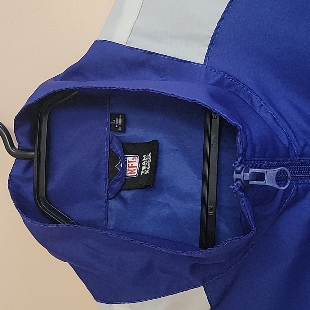 New York Giants Reebok SI NFL Blue Windbreaker Jacket Men's Large - Picture 7 of 13